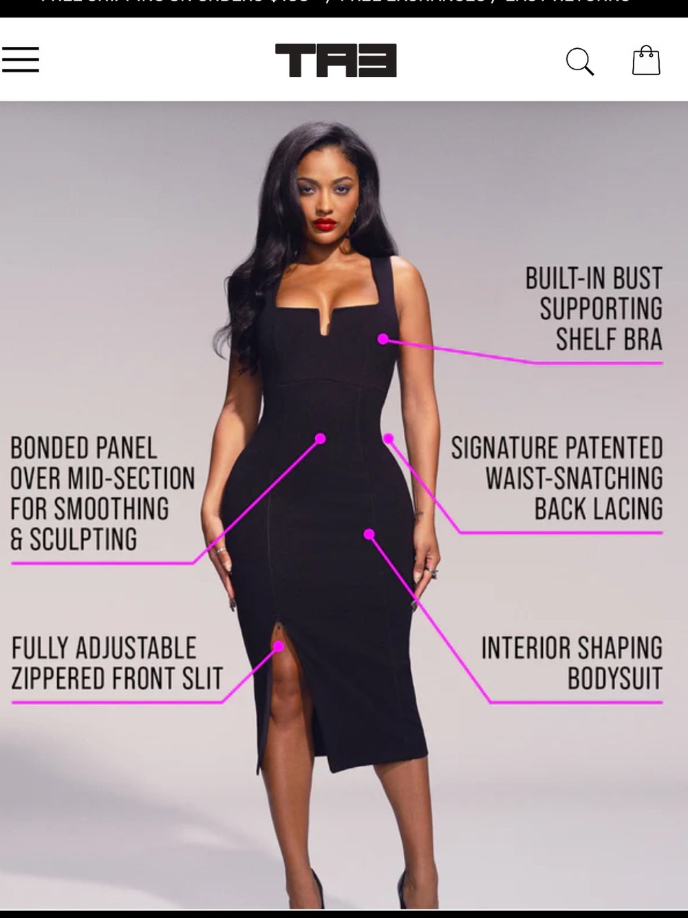 NWT TA3 Squarey Black
Shapewear Pencil Dress Size - Picture 2 of 7